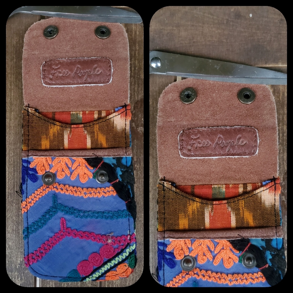 🍄🪬 Free People Boho Embroidered Repurposed vtg banjara hippie Wallet card case - Picture 4 of 16